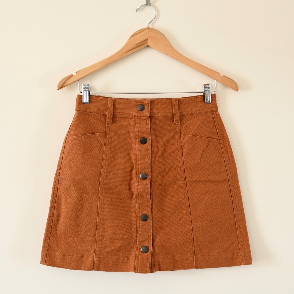 Madewell Snap Front A-line Pocket Mini Skirt Burnt Sienna Size 0